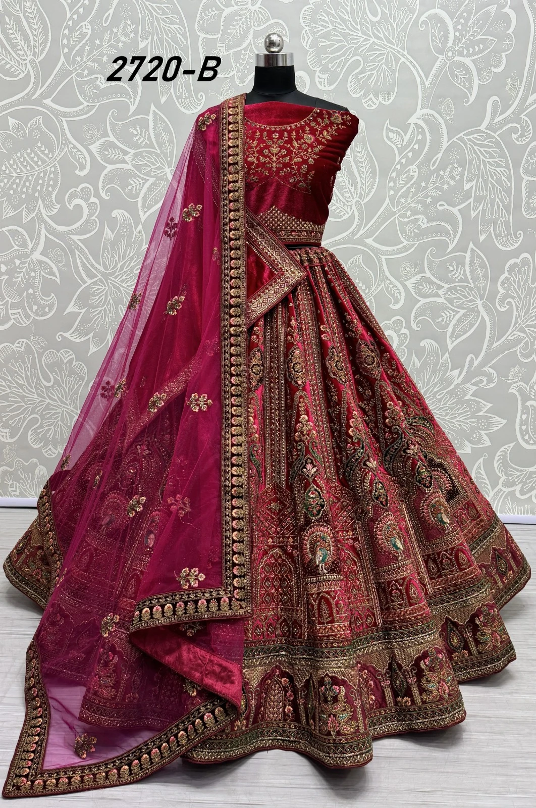 Anjani Art 2720A & 2720B Velvet Wholesale Lehenga Catalog — Wholesale Lehenga, MPA wholesale from Surat - Gallery Image 4